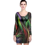 Abstract Psychedelic Long Sleeve Velvet Bodycon Dress