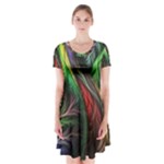 Abstract Psychedelic Short Sleeve V-neck Flare Dress