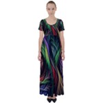 Abstract Psychedelic High Waist Short Sleeve Maxi Dress