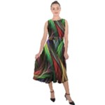 Abstract Psychedelic Midi Tie-Back Chiffon Dress