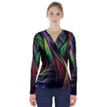 Abstract Psychedelic V-Neck Long Sleeve Top