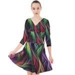 Abstract Psychedelic Quarter Sleeve Front Wrap Dress