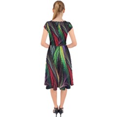 Cap Sleeve Front Wrap Midi Dress 