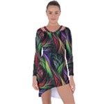Abstract Psychedelic Asymmetric Cut-Out Shift Dress