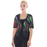 Abstract Psychedelic Cropped Button Cardigan