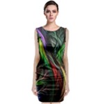 Abstract Psychedelic Sleeveless Velvet Midi Dress