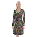 Abstract Psychedelic Long Sleeve Velvet Front Wrap Dress