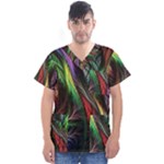 Abstract Psychedelic Men s V-Neck Scrub Top