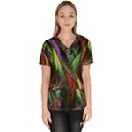 Abstract Psychedelic Women s V-Neck Scrub Top
