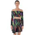 Abstract Psychedelic Off Shoulder Top with Skirt Set