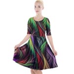 Abstract Psychedelic Quarter Sleeve A-Line Dress