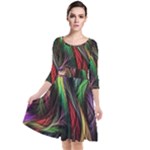 Abstract Psychedelic Quarter Sleeve Waist Band Dress