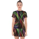 Abstract Psychedelic Drop Hem Mini Chiffon Dress