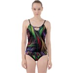 Abstract Psychedelic Cut Out Top Tankini Set
