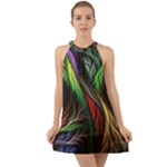 Abstract Psychedelic Halter Tie Back Chiffon Dress
