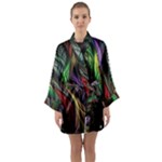 Abstract Psychedelic Long Sleeve Satin Kimono