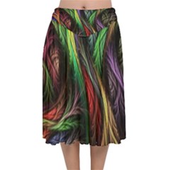 Velvet Flared Midi Skirt 