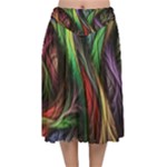 Abstract Psychedelic Velvet Flared Midi Skirt