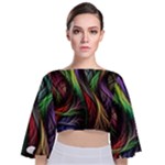 Abstract Psychedelic Tie Back Butterfly Sleeve Chiffon Top