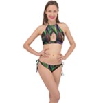 Abstract Psychedelic Cross Front Halter Bikini Set