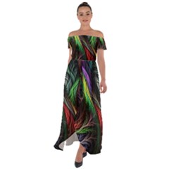 Off Shoulder Open Front Chiffon Dress 