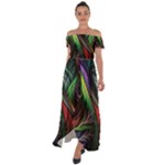 Abstract Psychedelic Off Shoulder Open Front Chiffon Dress