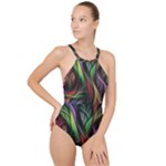 Abstract Psychedelic High Neck One Piece Swimsuit