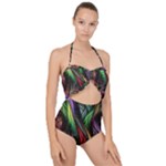 Abstract Psychedelic Scallop Top Cut Out Swimsuit