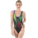 Abstract Psychedelic High Leg Strappy Swimsuit