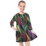 Abstract Psychedelic Kids  Quarter Sleeve Shirt Dress