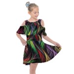 Abstract Psychedelic Kids  Shoulder Cutout Chiffon Dress