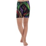 Abstract Psychedelic Kids  Lightweight Velour Capri Yoga Leggings