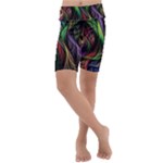 Abstract Psychedelic Kids  Lightweight Velour Cropped Yoga Leggings
