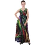 Abstract Psychedelic Empire Waist Velour Maxi Dress