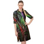 Abstract Psychedelic Long Sleeve Mini Shirt Dress