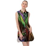 Abstract Psychedelic Sleeveless Shirt Dress