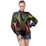 Abstract Psychedelic High Neck Long Sleeve Chiffon Top