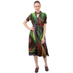Abstract Psychedelic Keyhole Neckline Chiffon Dress