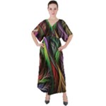 Abstract Psychedelic V-Neck Boho Style Maxi Dress