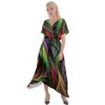 Abstract Psychedelic Cross Front Sharkbite Hem Maxi Dress