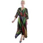 Abstract Psychedelic Quarter Sleeve Wrap Front Maxi Dress