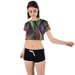 Abstract Psychedelic Tie Back Short Sleeve Crop T-Shirt