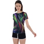 Abstract Psychedelic Back Circle Cutout Sports T-Shirt