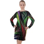 Abstract Psychedelic Long Sleeve Hoodie Dress