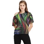 Abstract Psychedelic One Shoulder Cut Out T-Shirt
