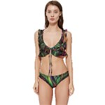 Abstract Psychedelic Low Cut Ruffle Edge Bikini Set