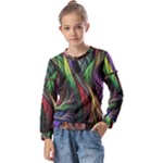 Abstract Psychedelic Kids  Long Sleeve T-Shirt with Frill 