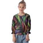 Abstract Psychedelic Kids  Cuff Sleeve Top