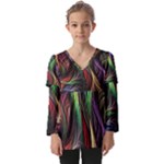 Abstract Psychedelic Kids  V Neck Casual Top