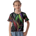 Abstract Psychedelic Kids  Cuff Sleeve Scrunch Bottom T-Shirt